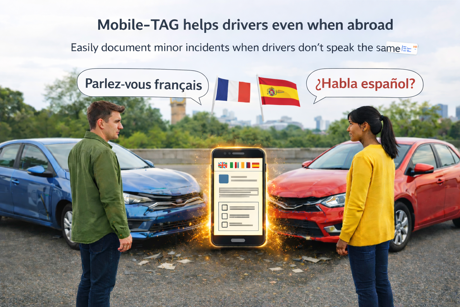 Mobile-TAG helps even if the drivers do not speak same language