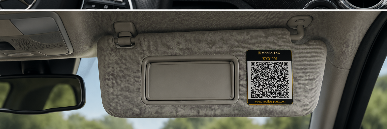 picture describing where the QR code can be placed for example under sunvisor